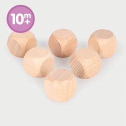 Natural Wooden Cubes 40mm - Pk6