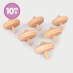 Natural Wooden Spinning Tops - Pk6