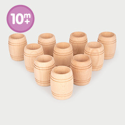 Natural Wooden Barrels - Pk10